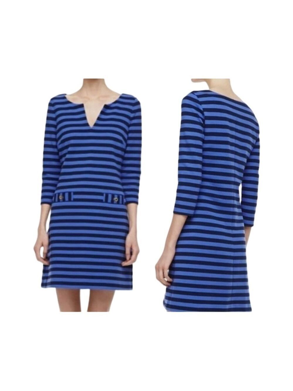 Lilly Pulitzer Charlene Stripe Gold Buttons Shift Dress Size M